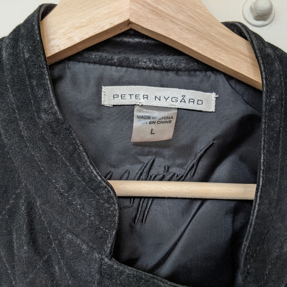 Peter Nygard Ladies Black Suede Leather Coat, Size L - Picture 3 of 10